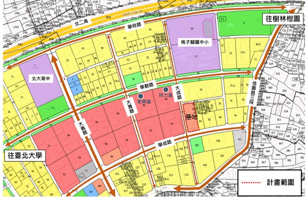 臺北大學特定區停二用地基地位置都市計畫圖